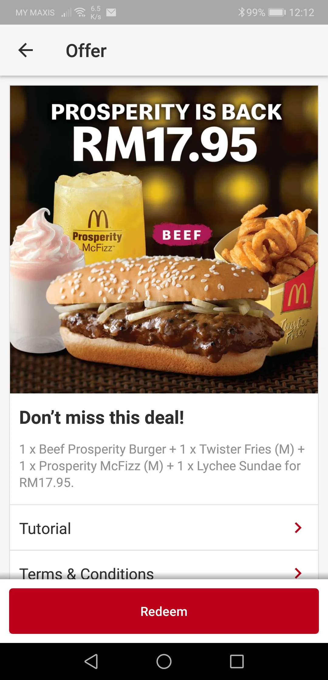 Prosperity on sale burger price